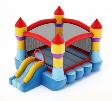 Bounce house isolated on white background. 3D illustration.