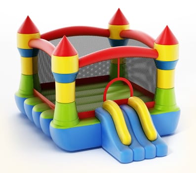 Bounce house isolated on white background. 3D illustration.