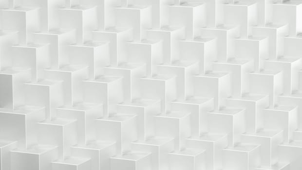 White abstract cubes forming a background. Repeating pattern. 3D illustration.