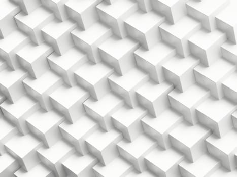 White abstract cubes forming a background. Repeating pattern. 3D illustration.