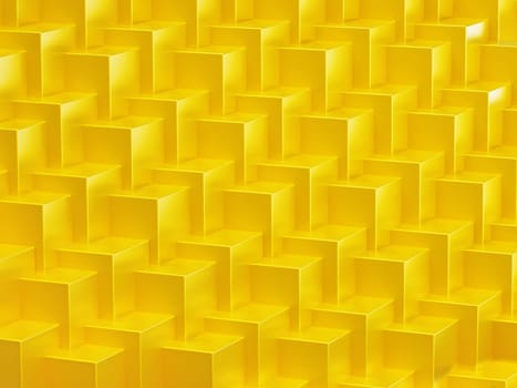 Yellow abstract cubes forming a background. Repeating pattern. 3D illustration.