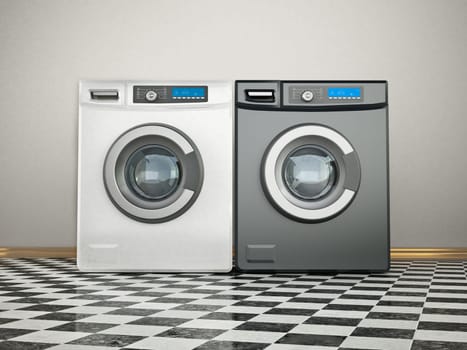 Washing machines and and or tumble dryers. 3D illustration.