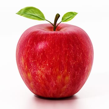 Fresh red apple isolated on white background. 3D illustration.