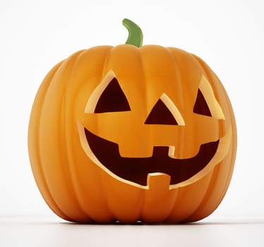 Halloween pumpkin with a funny smiling face. 3D illustration.