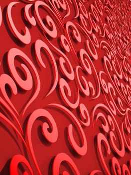 Abstract vertical red floral background. 3D illustration