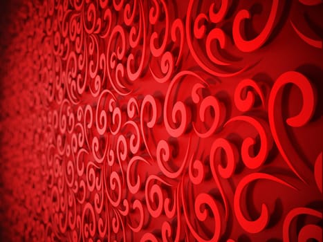 Abstract horizontal red floral background. 3D illustration