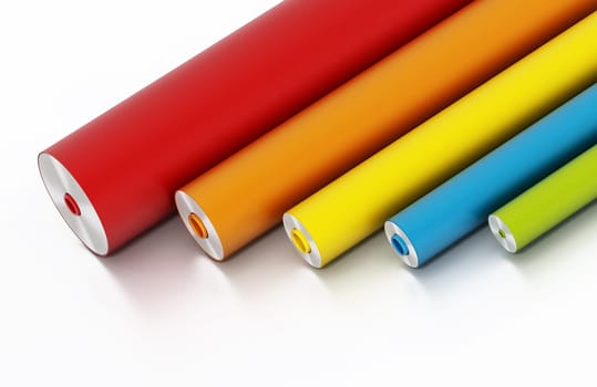 Vibrant colored adhesive films isolated on white background. 3D illustration.