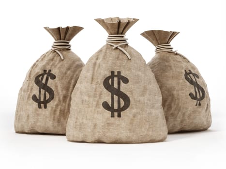 Money sack with dollar icon. 3D illustration.