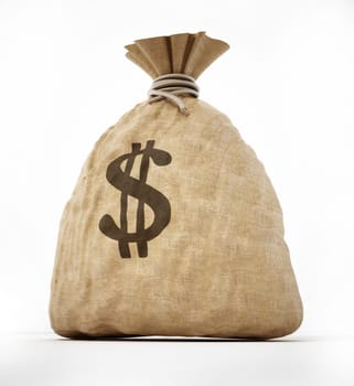 Money sack with dollar icon. 3D illustration.