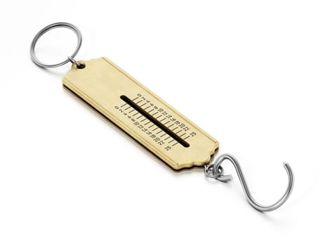 Vintage spring scale isolated on white background. 3D illustration.