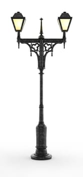 Victorian style street lamp isolated on white background. 3D illustration.