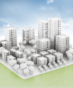 Architectural model printed in a 3D printer. 3D illustration.