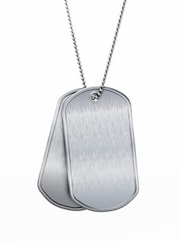 Blank soldier dogtags isolated on white background. 3D illustration.