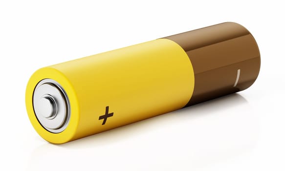 Generic AA battery isolated on white background. 3D illustration.