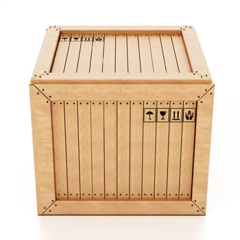 Transport crate isolated on white background. 3D illustration.