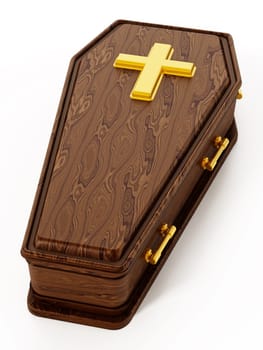 Coffin isolated on white background. 3D illustration.