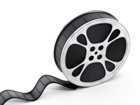 Film reel isolated on white background. 3D illustration.
