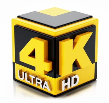 4K ultra HD icon isolated on white background. 3D illustration.
