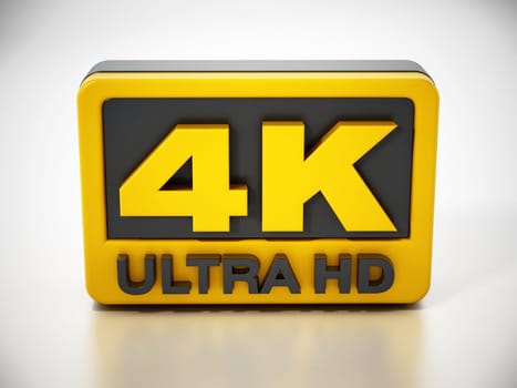 4K ultra HD icon isolated on white background. 3D illustration.