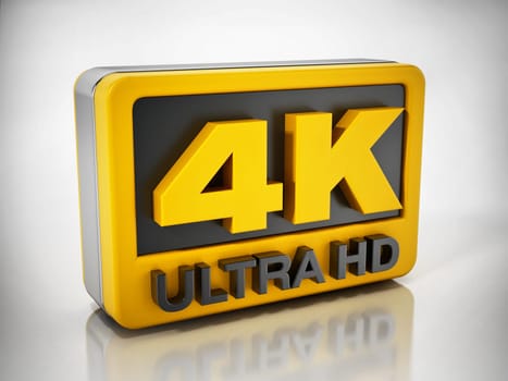 4K ultra HD icon isolated on white background. 3D illustration.