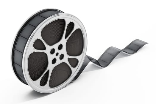 Film reel isolated on white background. 3D illustration.