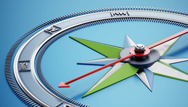 Compass icon isolated on blue background. 3D illustration.