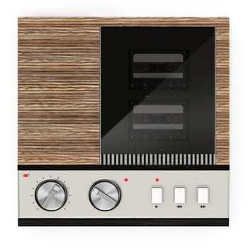 Vintage answering machine isolated on white. 3D illustration.
