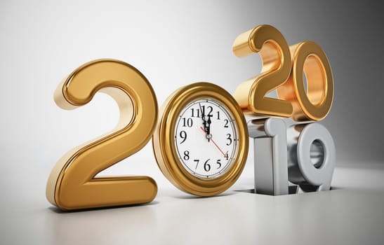 Number 2019 turning to new 2020. New year 2020 concept. 3D illustration.