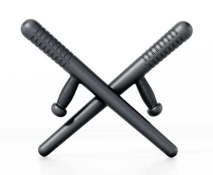 Police baton isolated on white background. 3D illustration.
