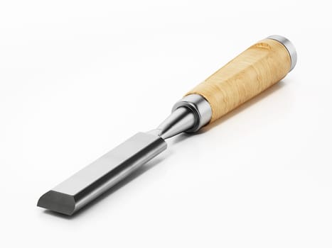 Carpenter's chisel isolated on white background. 3D illustration.
