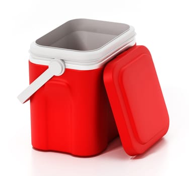 Portable car mini fridge isolated on white background. 3D illustration.