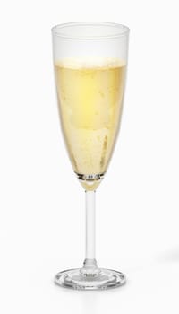 Champagne glasses isolated on white background. 3D illustration.
