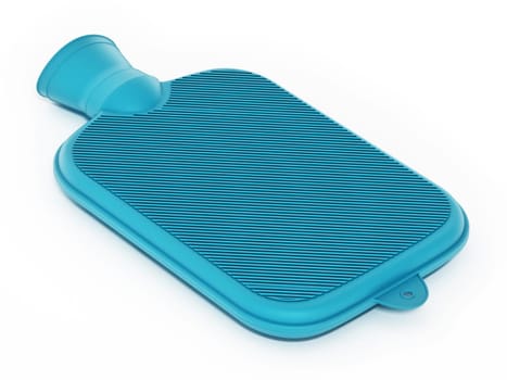 Rubber hot water bottle bag isolated on white background. 3D illustration.