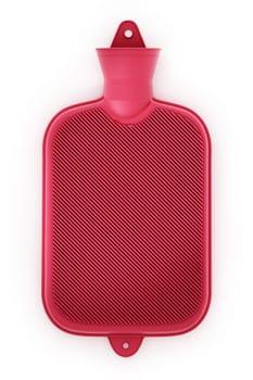 Rubber hot water bottle bag isolated on white background. 3D illustration.