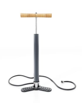 Manual vintage air pump isolated on white background. 3D illustration.