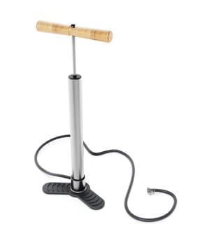 Manual vintage air pump isolated on white background. 3D illustration.