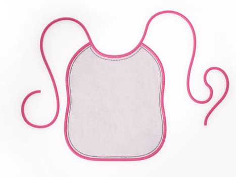 Pink baby apron isolated on white background. 3D illustration.