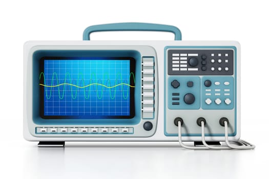 Oscilloscope isolated on white background. 3D illustration.