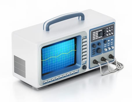 Oscilloscope isolated on white background. 3D illustration.