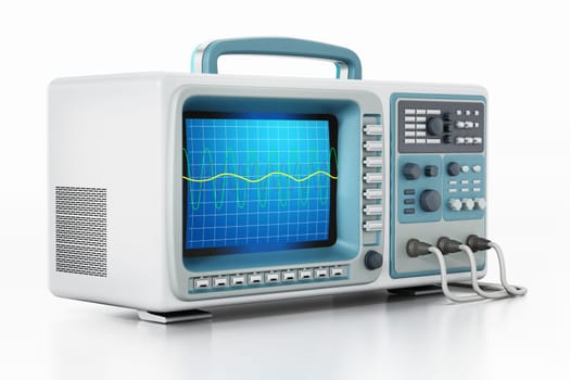 Oscilloscope isolated on white background. 3D illustration.