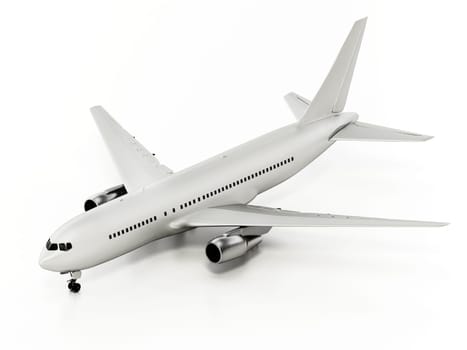 Generic airplane isolated on white background. 3D illustration.