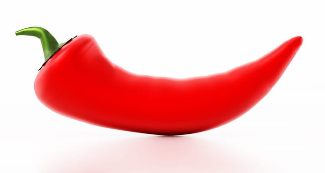Red pepper isolated on white background. 3D illustration.