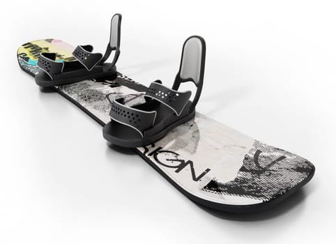 Snowboard isolated on white background. 3D illustration.