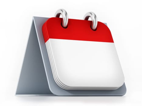 Blank calendar isolated on white background. 3D illustration.