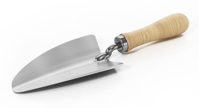 Construction trowel isolated on white background. 3D illustration.