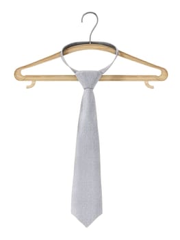 Necktie hanging on the cloth hanger. 3D illustration.