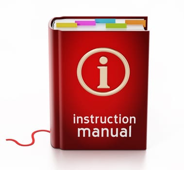 Instruction manual isolated on white background. 3D illustration.