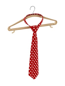 Necktie hanging on the cloth hanger. 3D illustration.