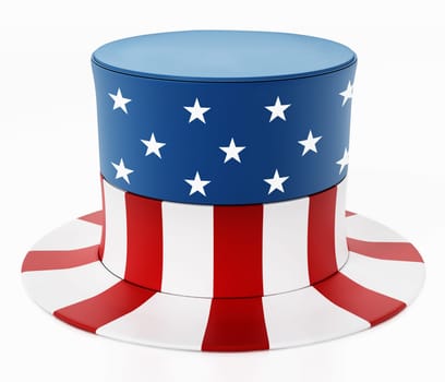 American flag textured hat isolated on white background. 3D illustration.
