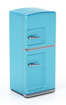Vintage refrigerator isolated on white background. 3D illustration.